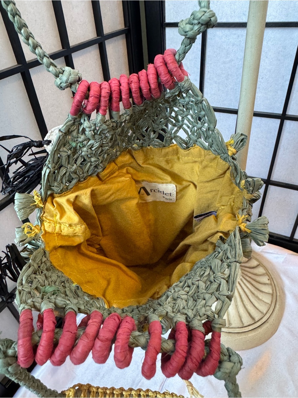 Free People with Sans Arcidet - Viral Madagascar Raffia Fish bag. NWT - Picture 7 of 7